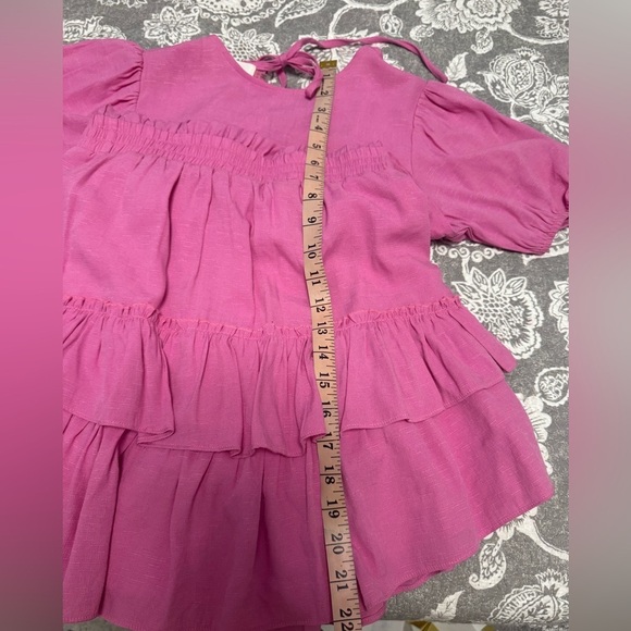 Item Ditto Pink Ruffled Short Sleeve Double Layer Dress- Size Small - Picture 10 of 12